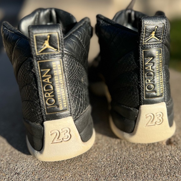 🏀 🐲☑️Nike Air Jordan XII / 12 | Retro Reptile 2019 | Midnight Black Gold White - Picture 14 of 16